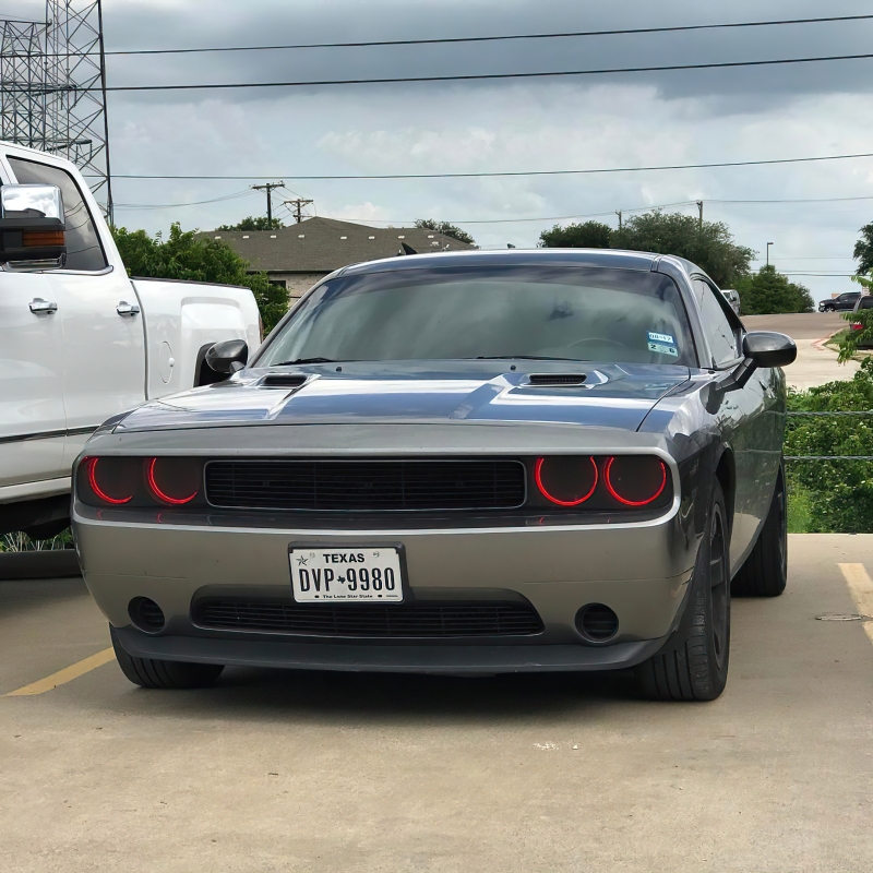 Dodge Challenger Headlight Halo Kit - ORACLE Lighting - LED Projector - Red - `08-`14
